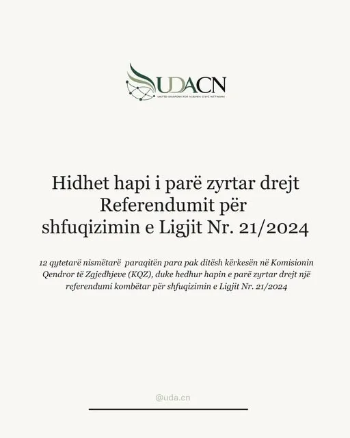 Njoftim në shqip se ka nisur procesi formal drejt referendumit për Ligjin nr. 21/2024.